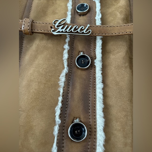GUCCI Shearling Leather Jacket w/ Belt - Picture 3 of 10